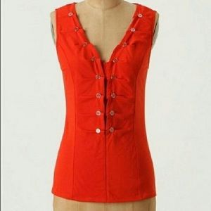 Pilcro and the Letterpress Button Sleeveless Top